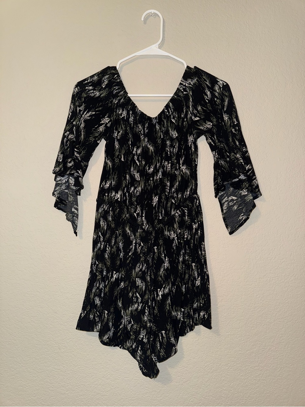 Express Black & White Asymmetrical V-Neck Dress